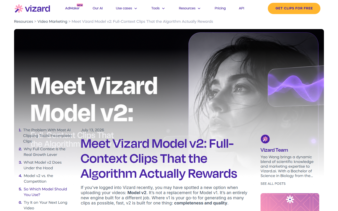 Vizard Model v2 announcement