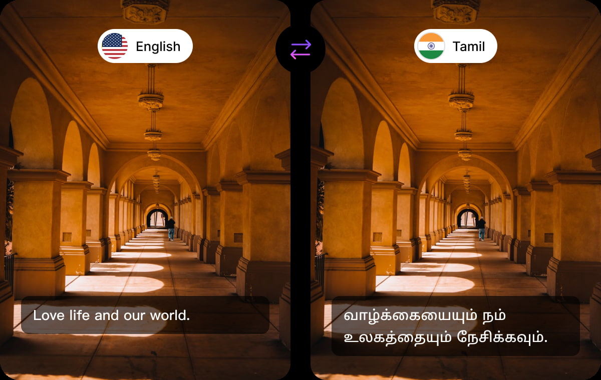 English to Tamil Voice Translation with additional 170+ Languages