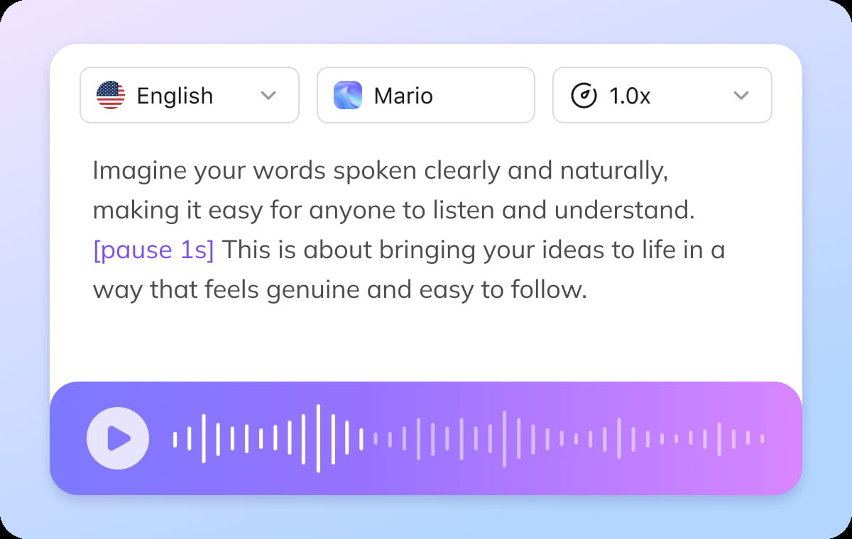 ควบคุมเต็มรูปแบบ: ความเร็ว, หยุดชั่วคราว, เน้นเสียง