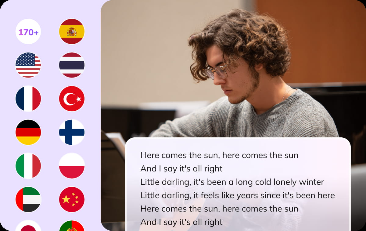 Turn Lyrics into Meaning with 170+ Language Translation