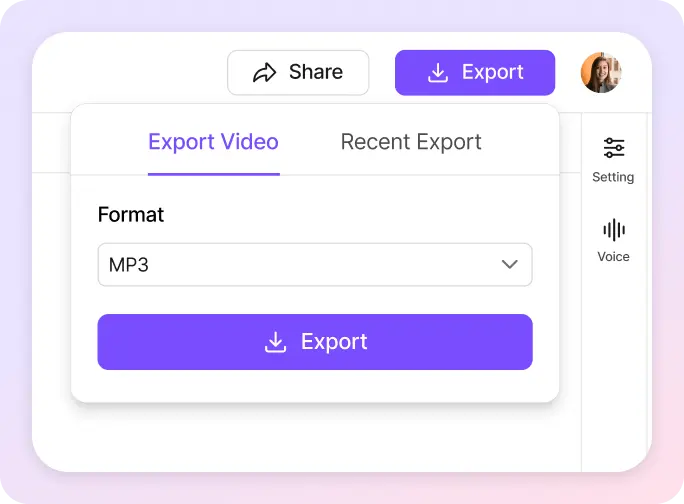 Preview, edit & export in the audio editor