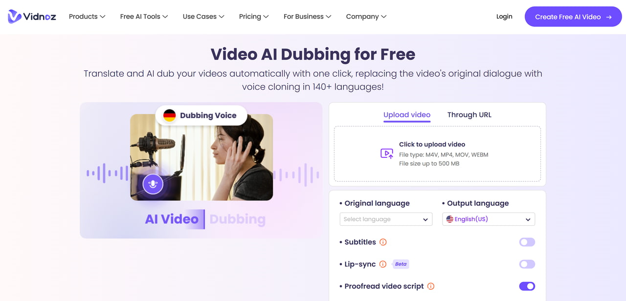 Best AI Dubbing Tool - Vidnoz
