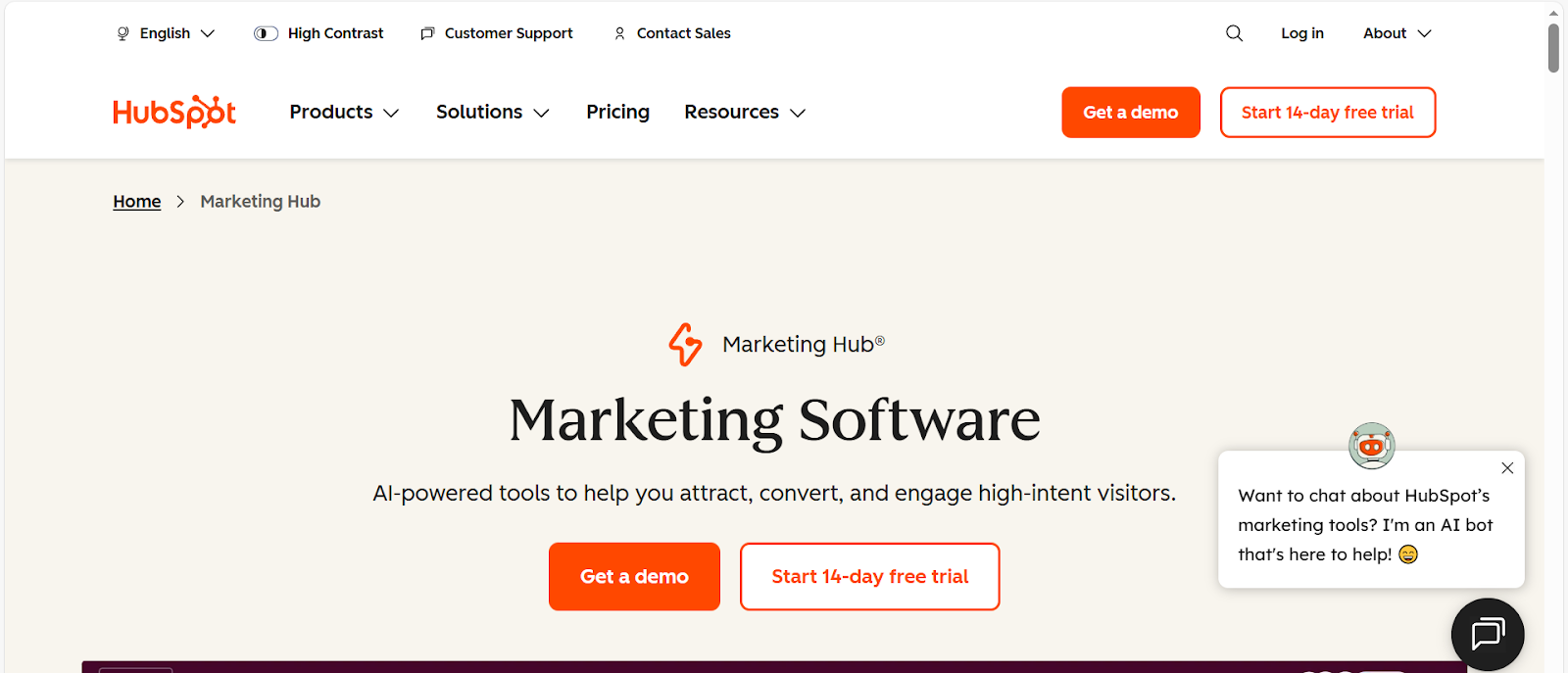 hubspot homepage