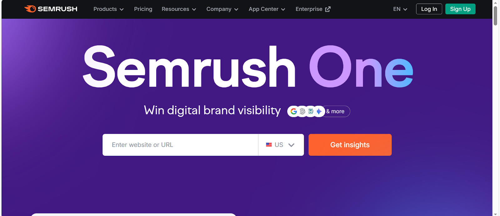semrush homepage