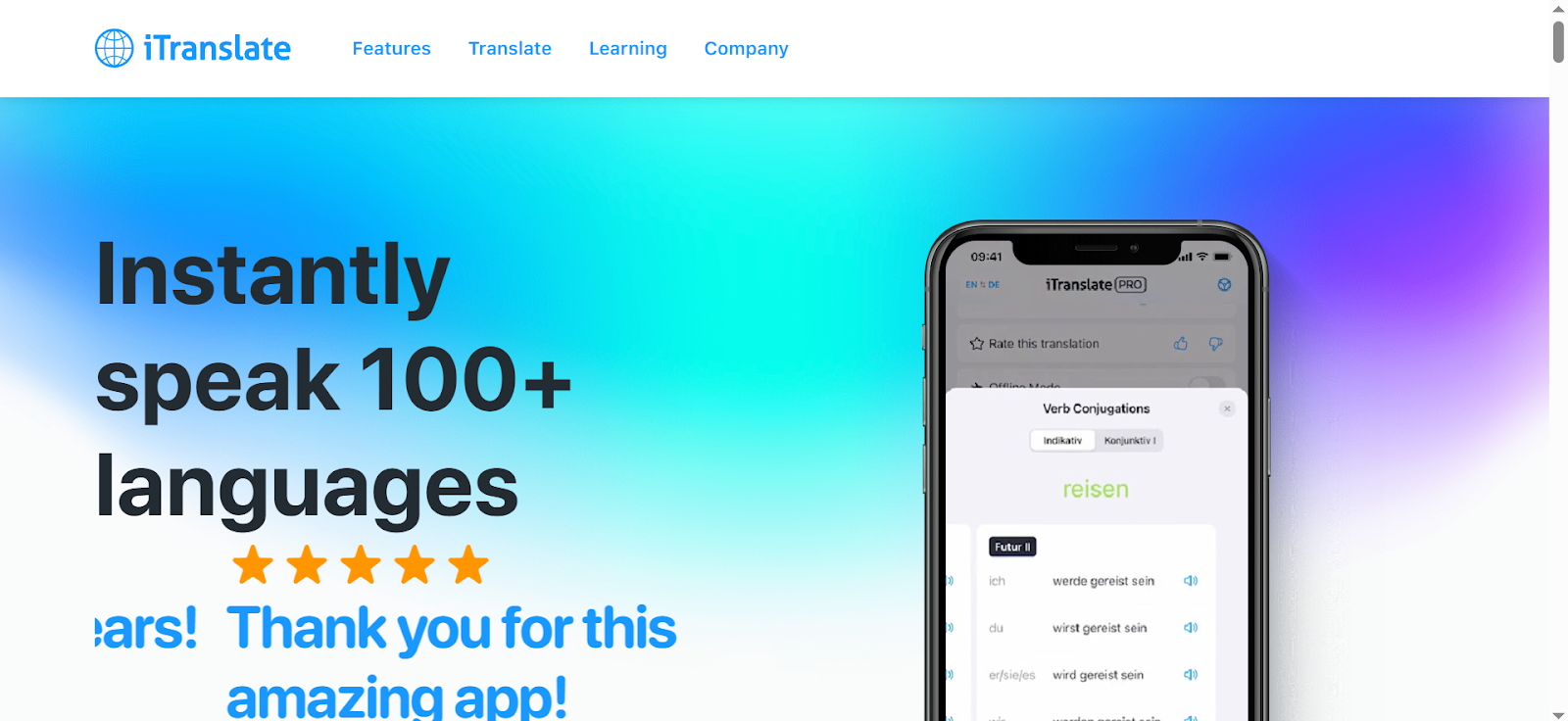 itranslate homepage