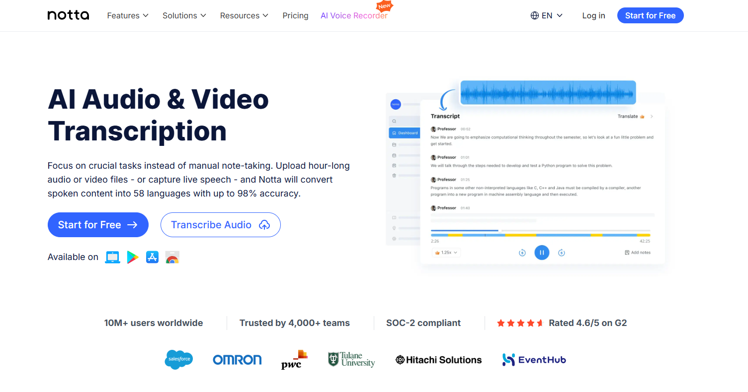 Best Free Video Transcription Tools - Notta