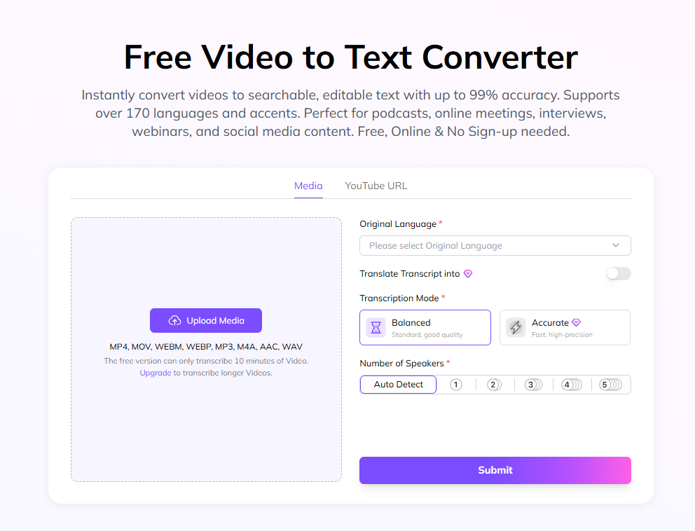Upload Your Video to VMEG AI