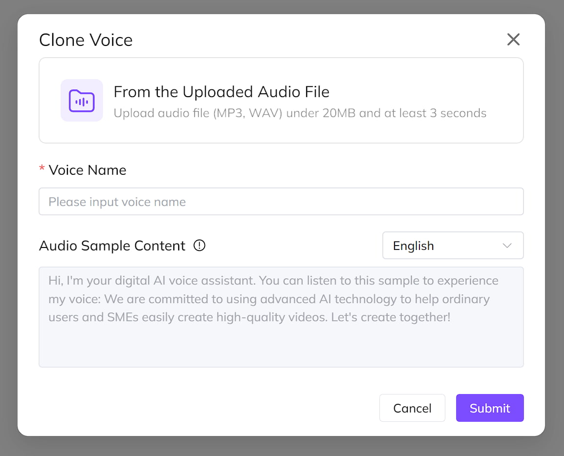 Upload Your Voice Sample