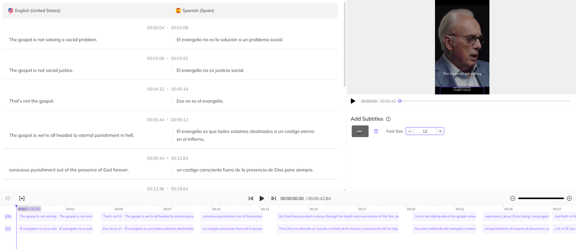 Edit Subtitles and Export