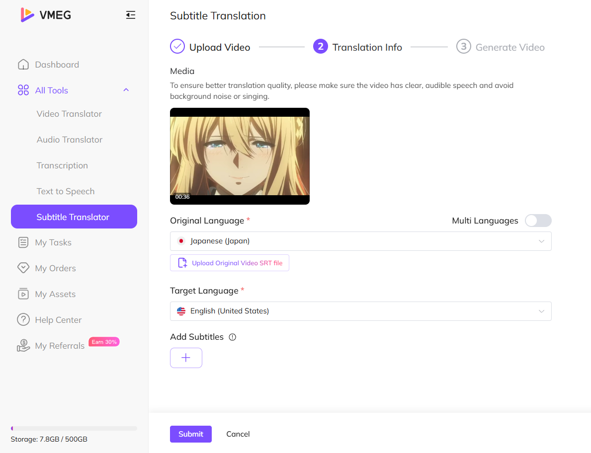 Anime Subtitle Translator