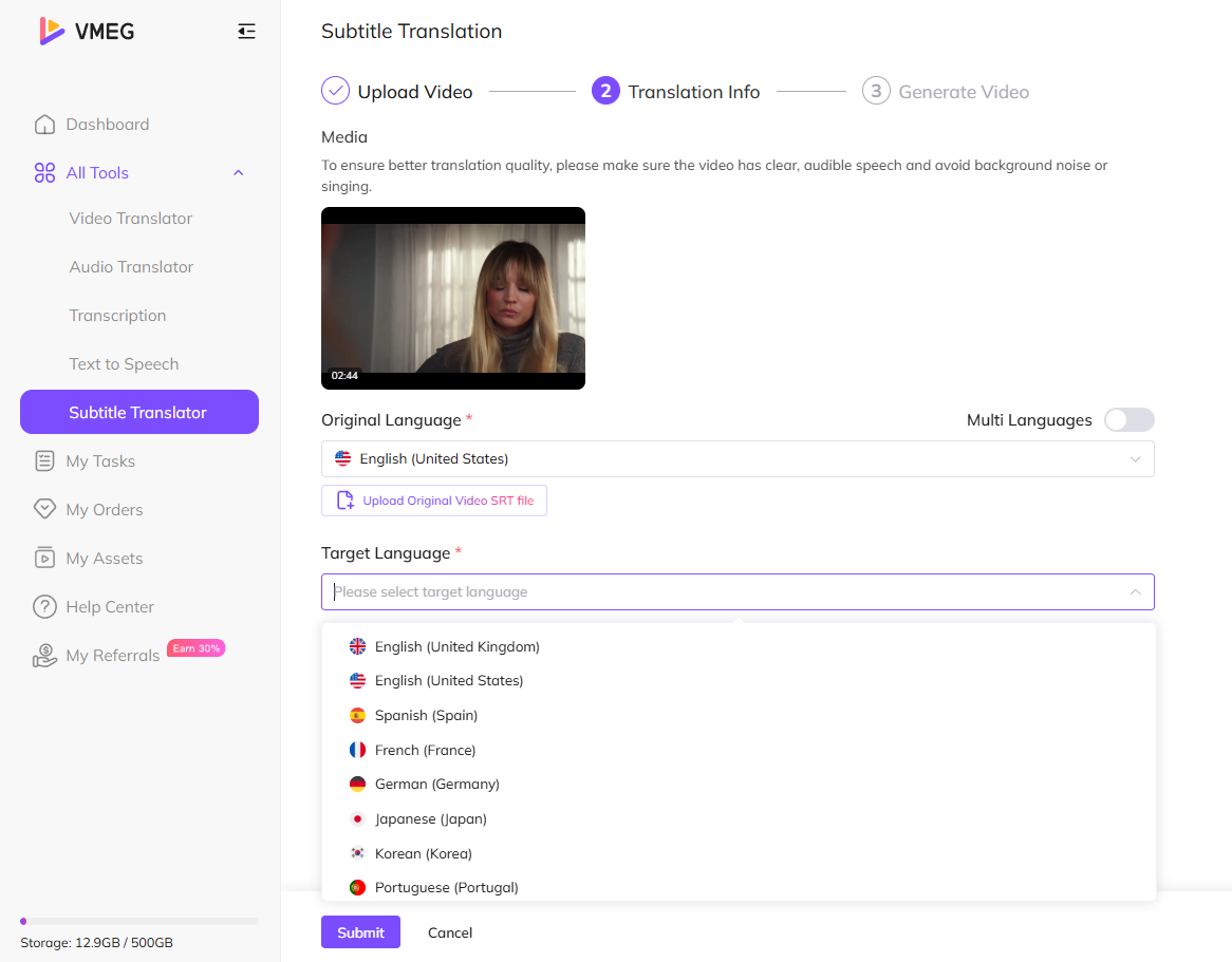 Choose Target Language