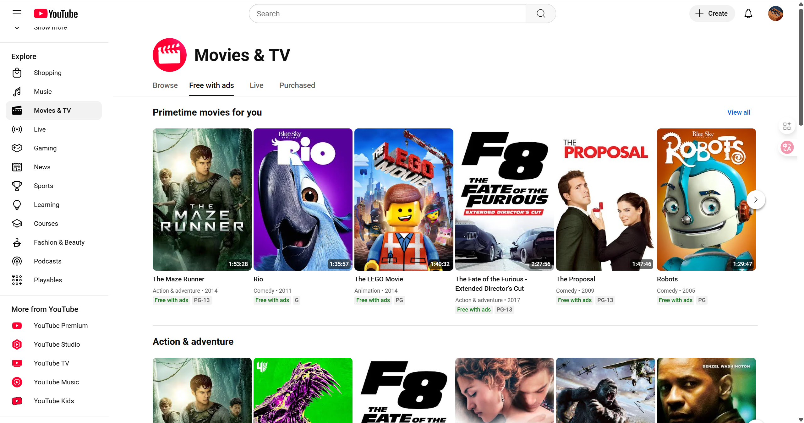 Fmovies Alternatives - YouTube Movies & TV