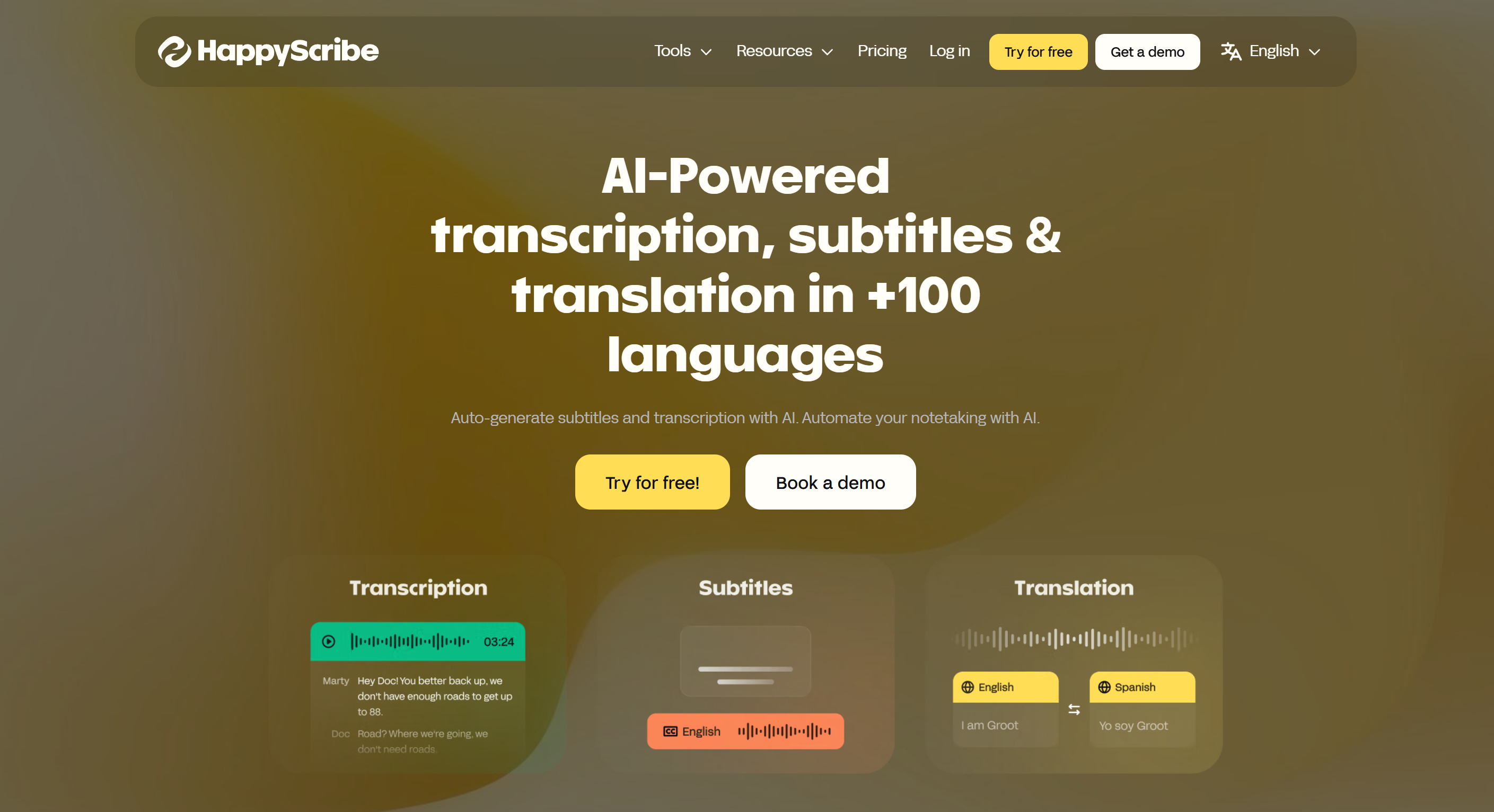 happyscribe-homepage