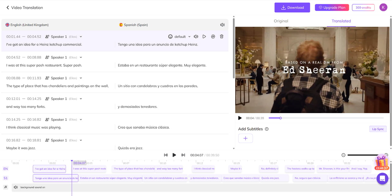 Preview the Video Audio Translating Results