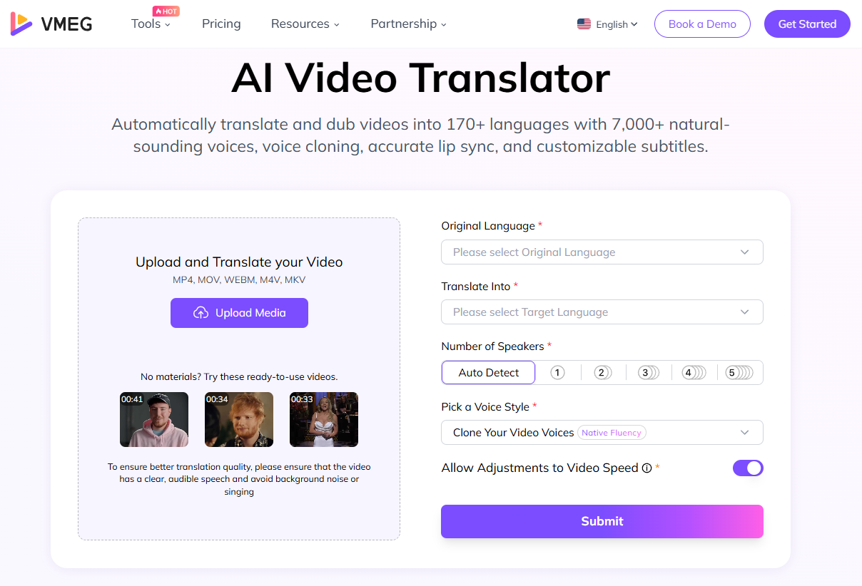 Start Video Translation via Simple Workflow of VMEG AI