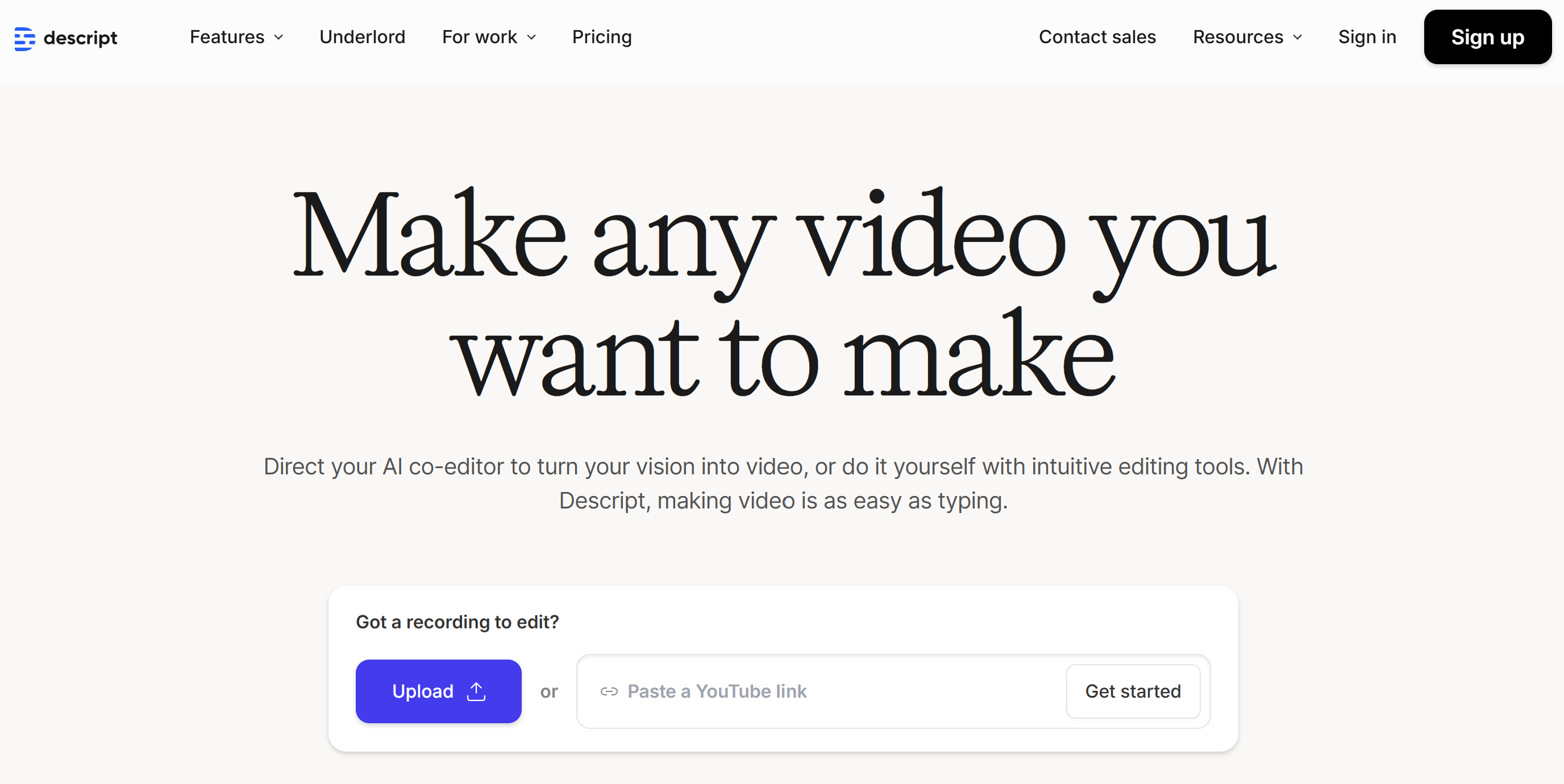 Descript Homepage