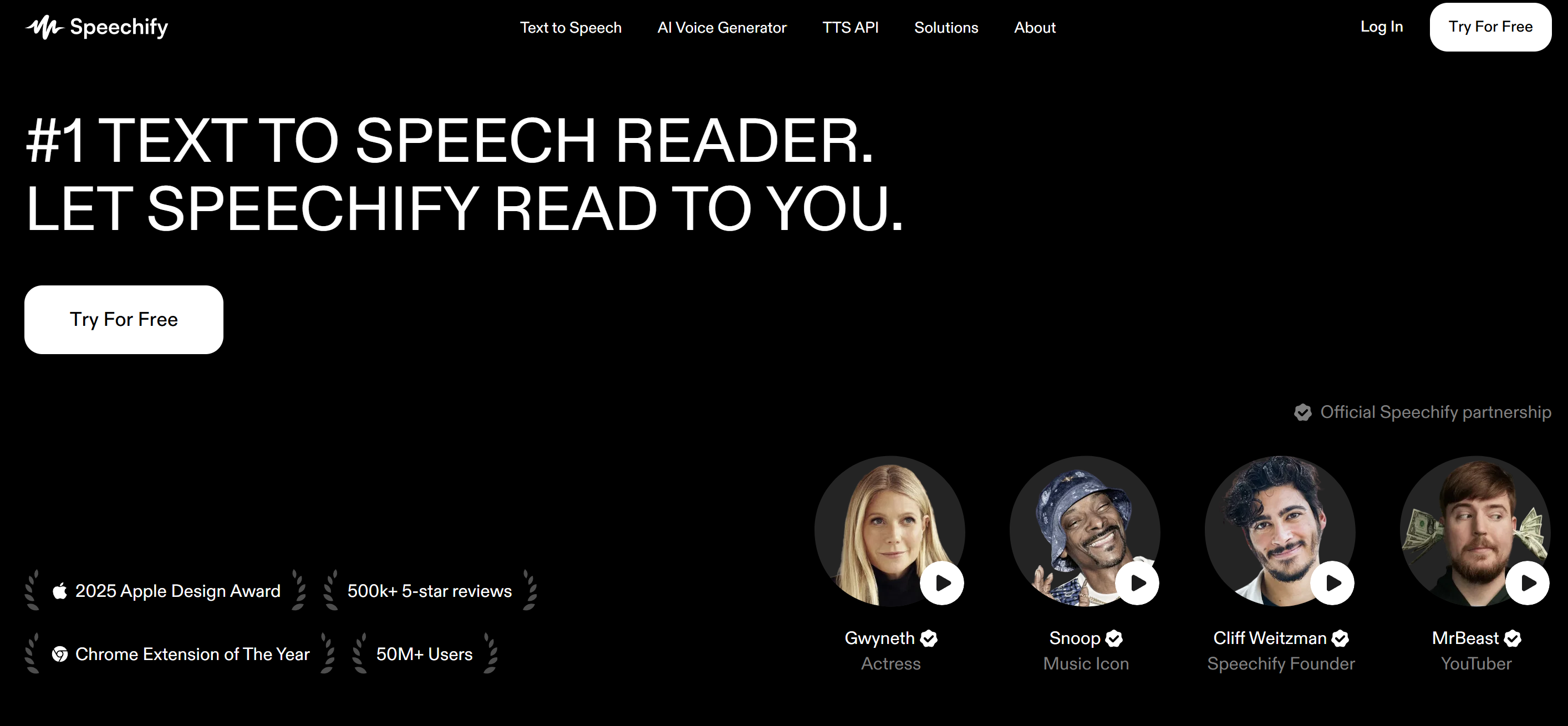 Speechify Homepage