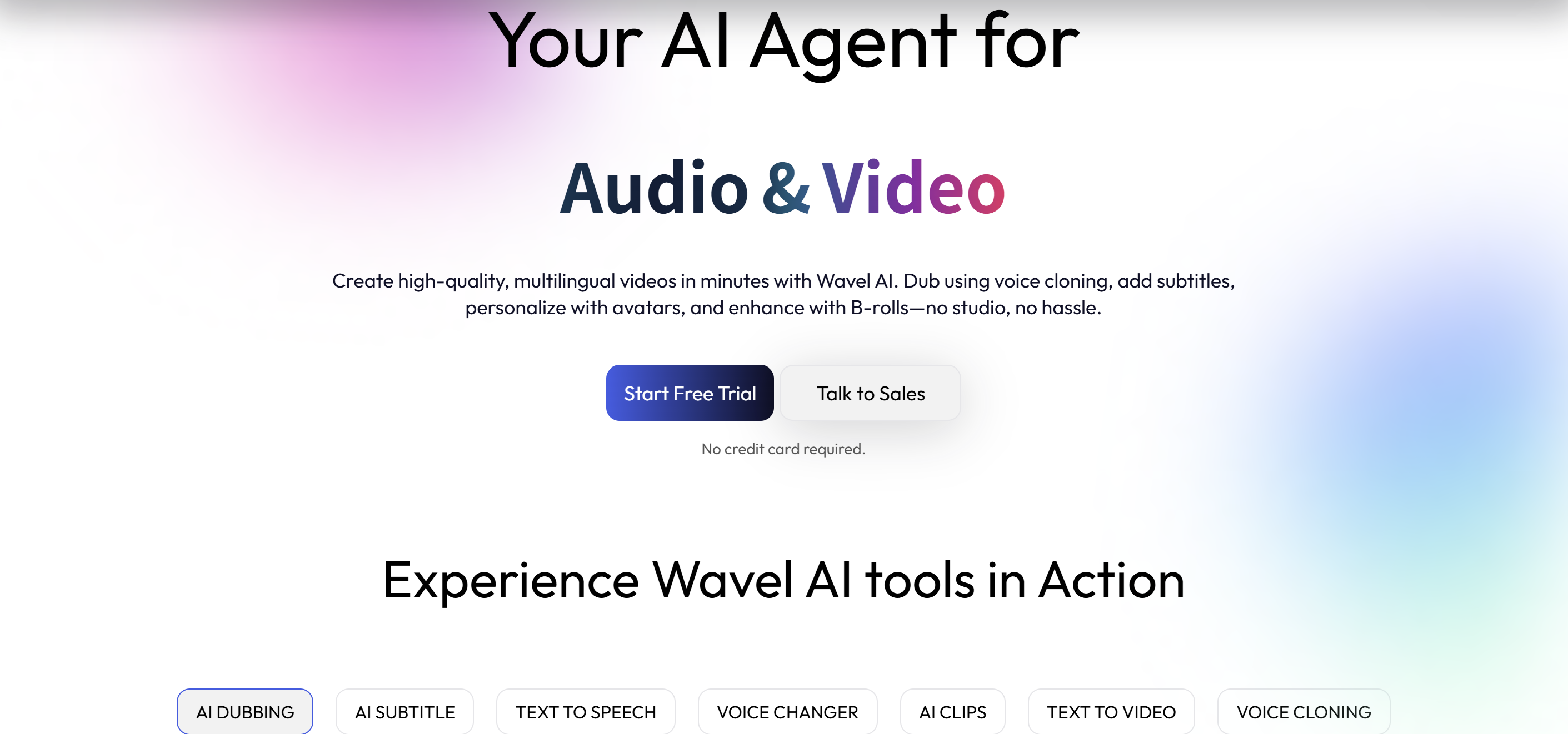 Wavel AI Homepage