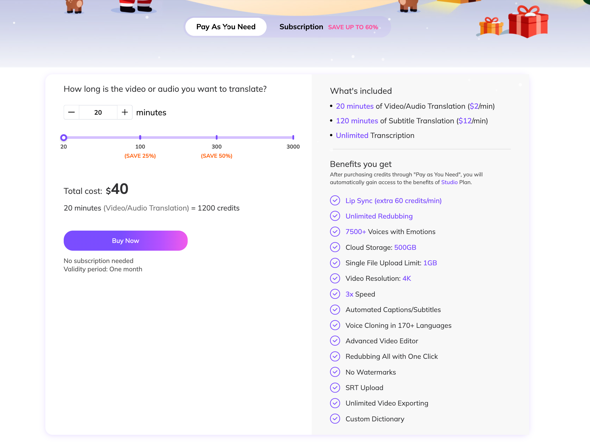 VMEG Pay as you need