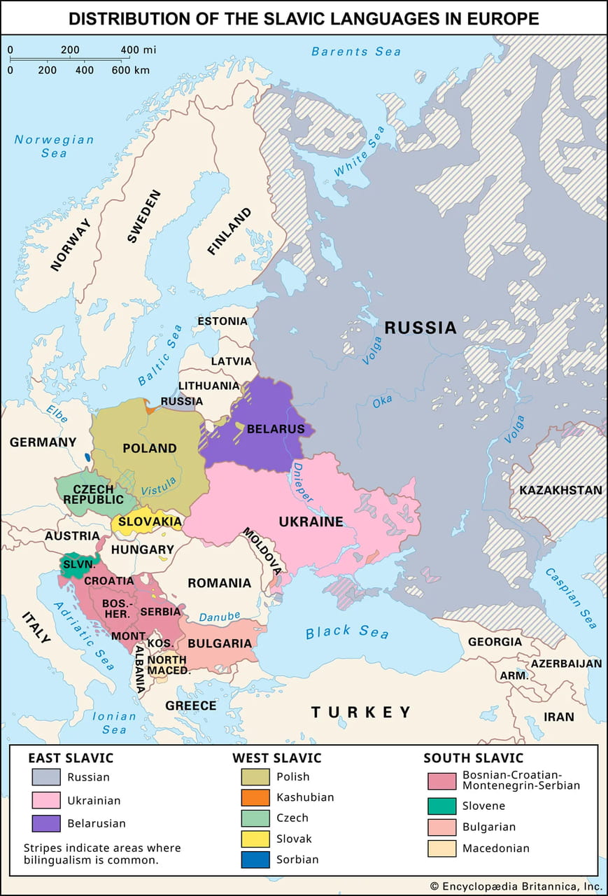 Slavic Languages in Europe Map
