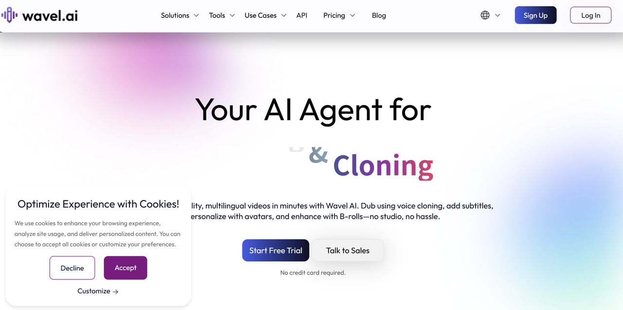 Wavel AI Homepage