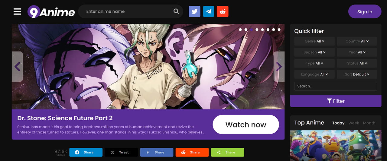 Dubbed Anime Websites - 9Anime