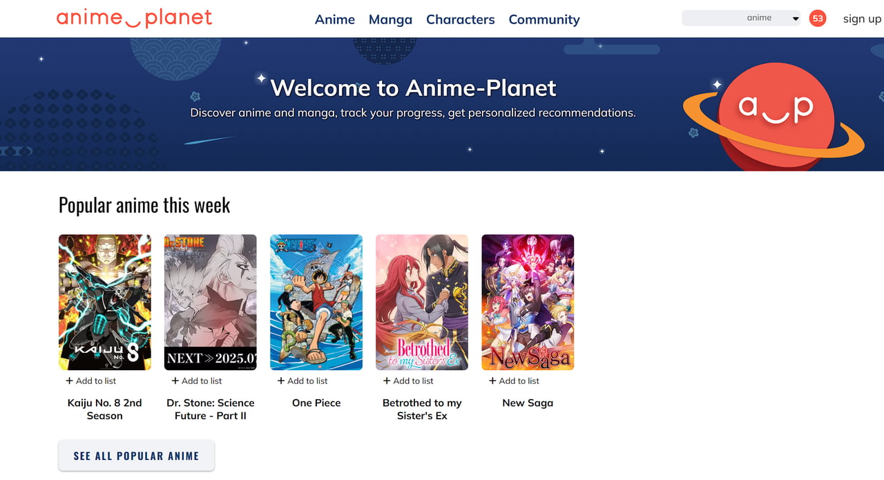 Dubbed Anime Websites - Anime-Planet
