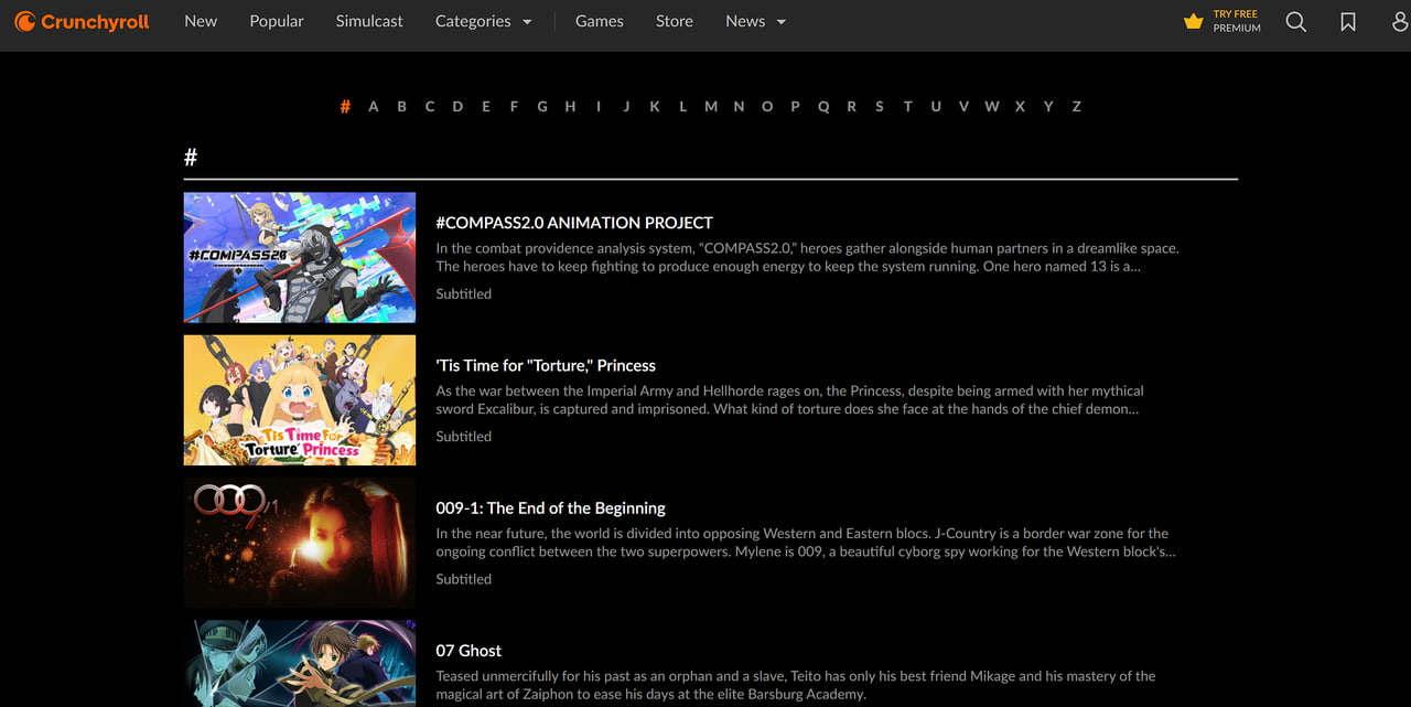 Dubbed Anime Websites - Crunchyroll