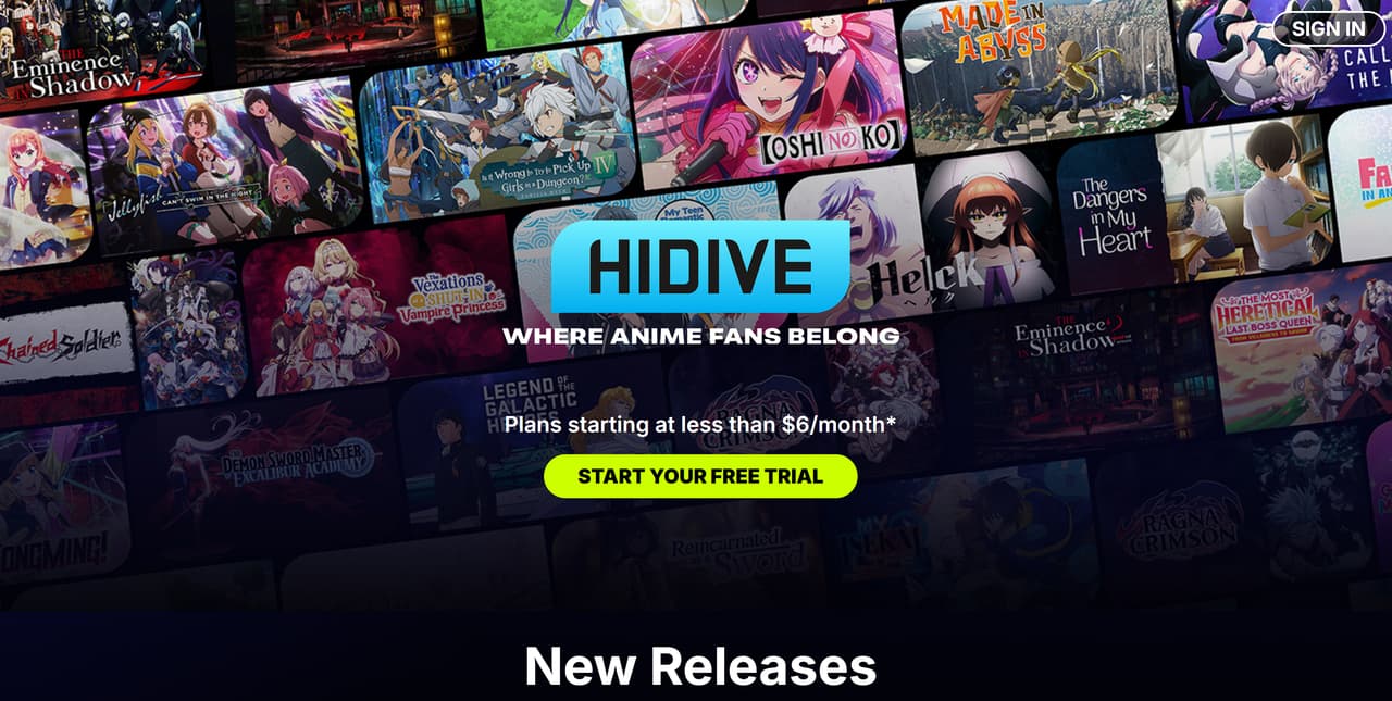 Dubbed Anime Websites - HiDive