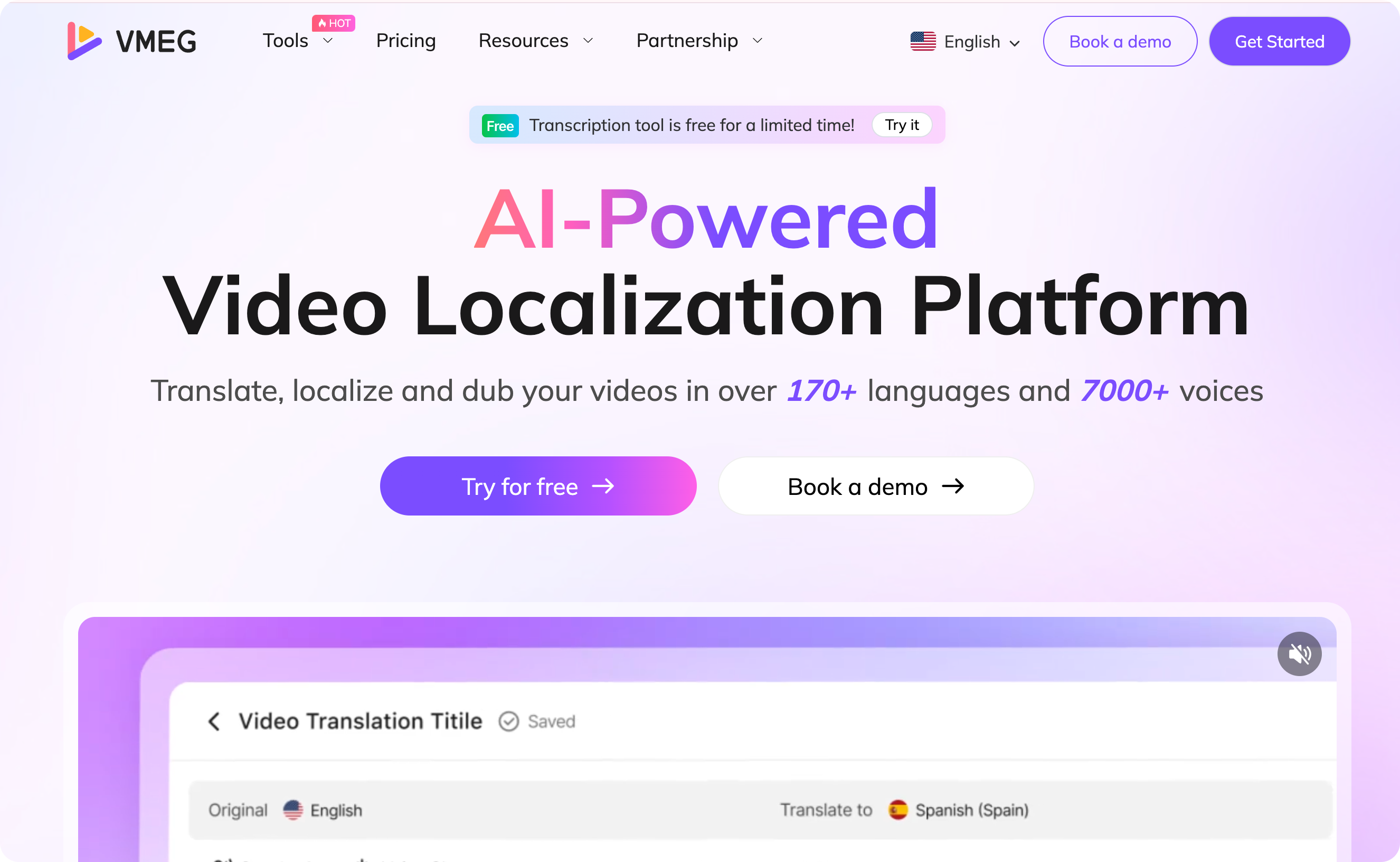 vmeg ai video localization