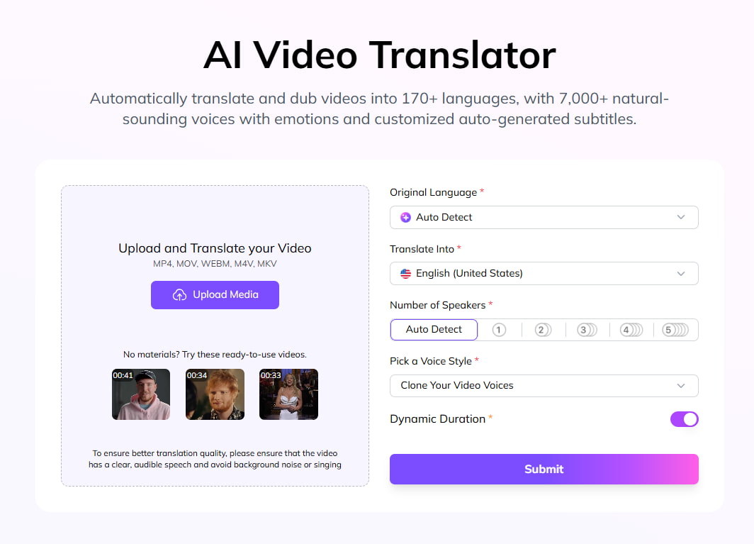 Upload a Video to VMEG Video Translator
