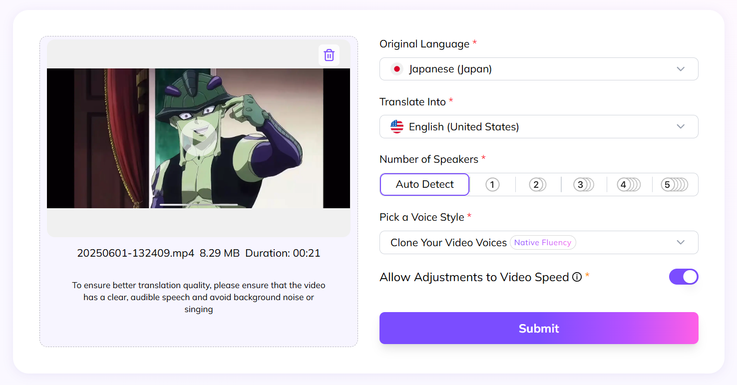 Select the Target Language