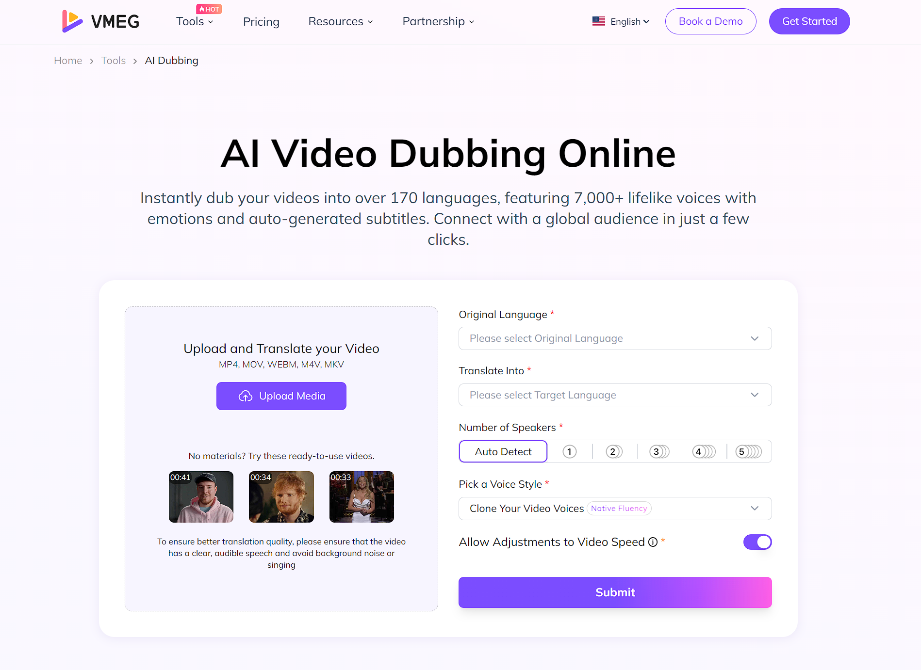 Upload Your Video to VMEG AI