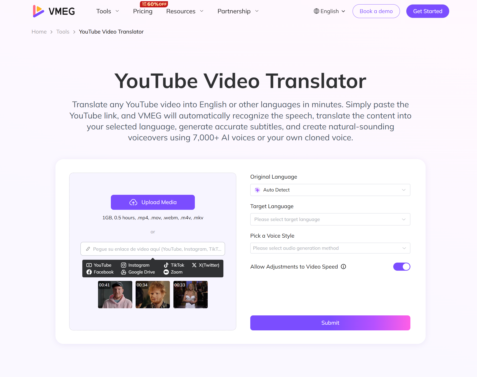 vmeg youtube video translator