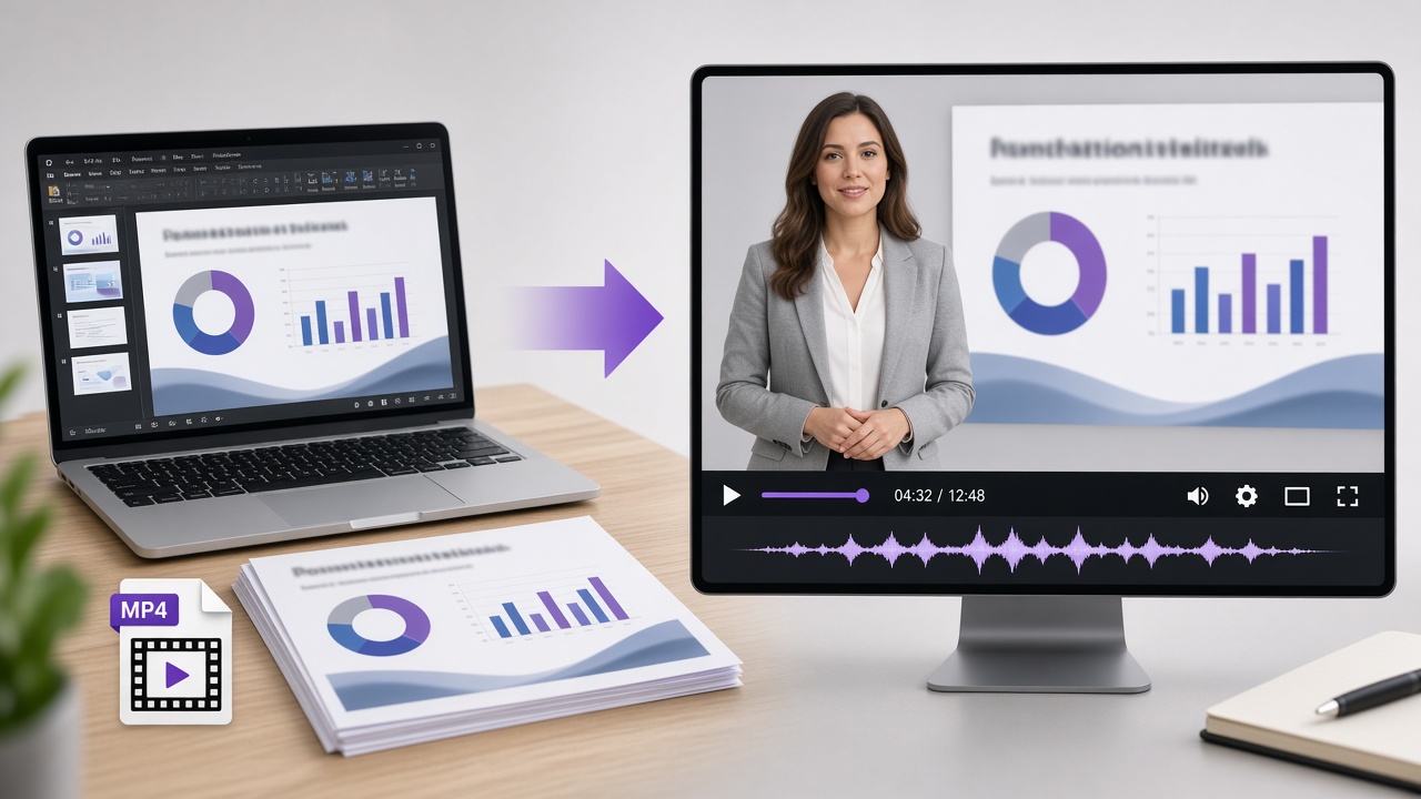 Narrated AI PPT to video versus basic slide export