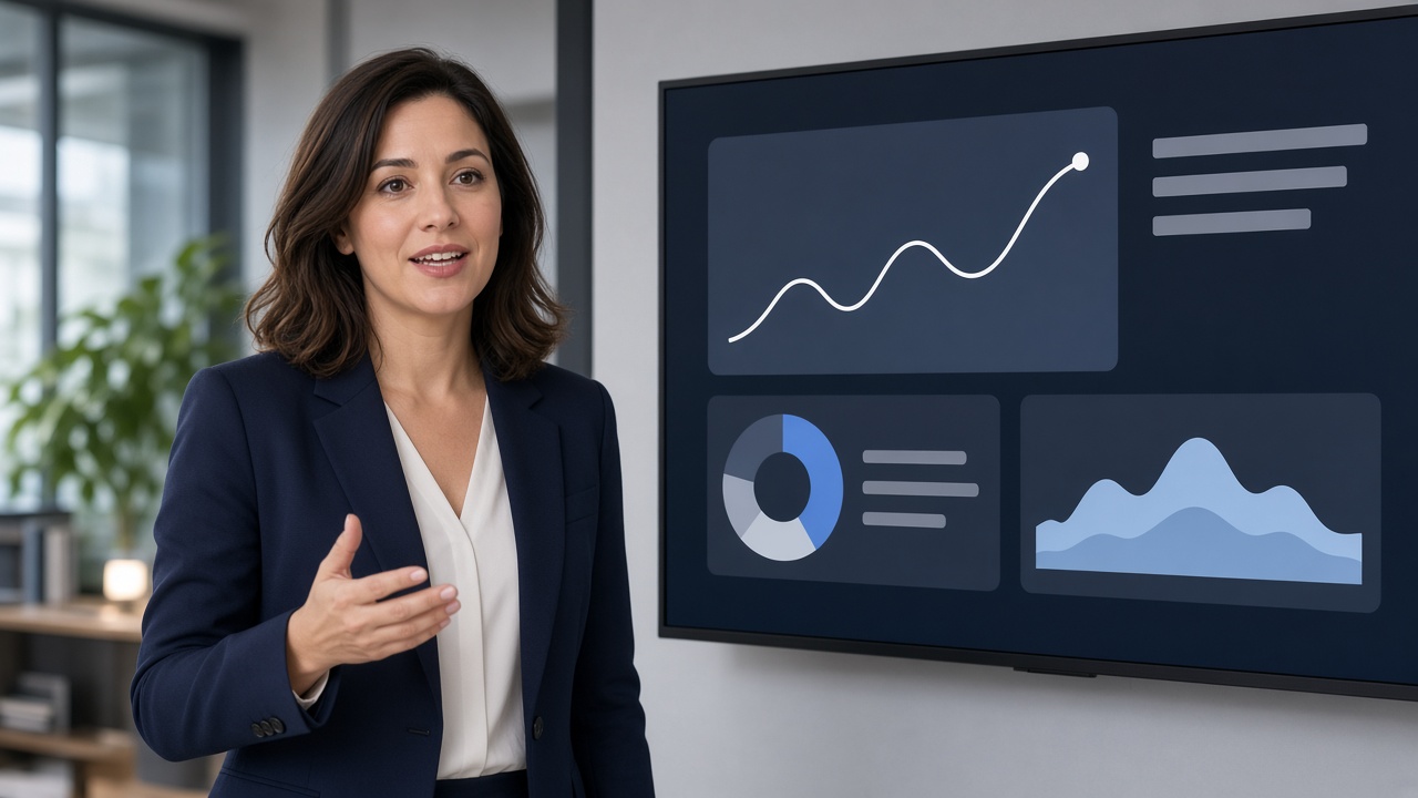 AI presenter delivering a PowerPoint presentation video