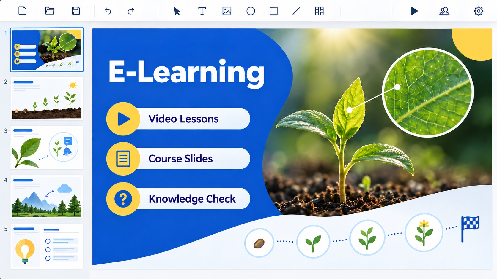 E-learning PowerPoint course slides before converting to video