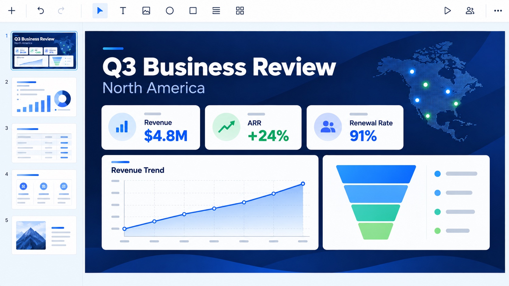 Quarterly business review PowerPoint before converting to video
