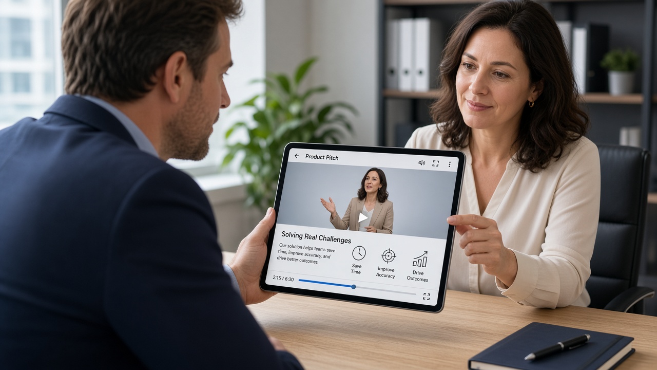 Sales team sharing a product presentation video