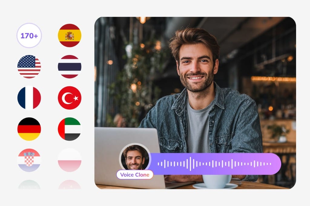 Dubbed video with lip-sync, voice cloning, and multi-language audio tracks