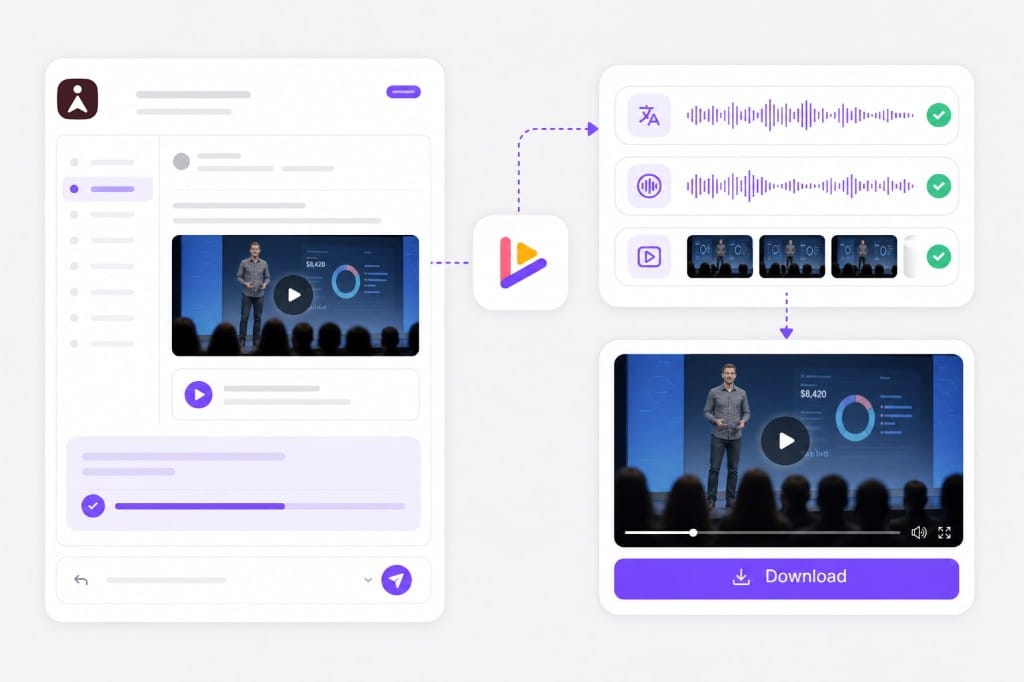 Superhuman AI connected to VMEG video translation workflow