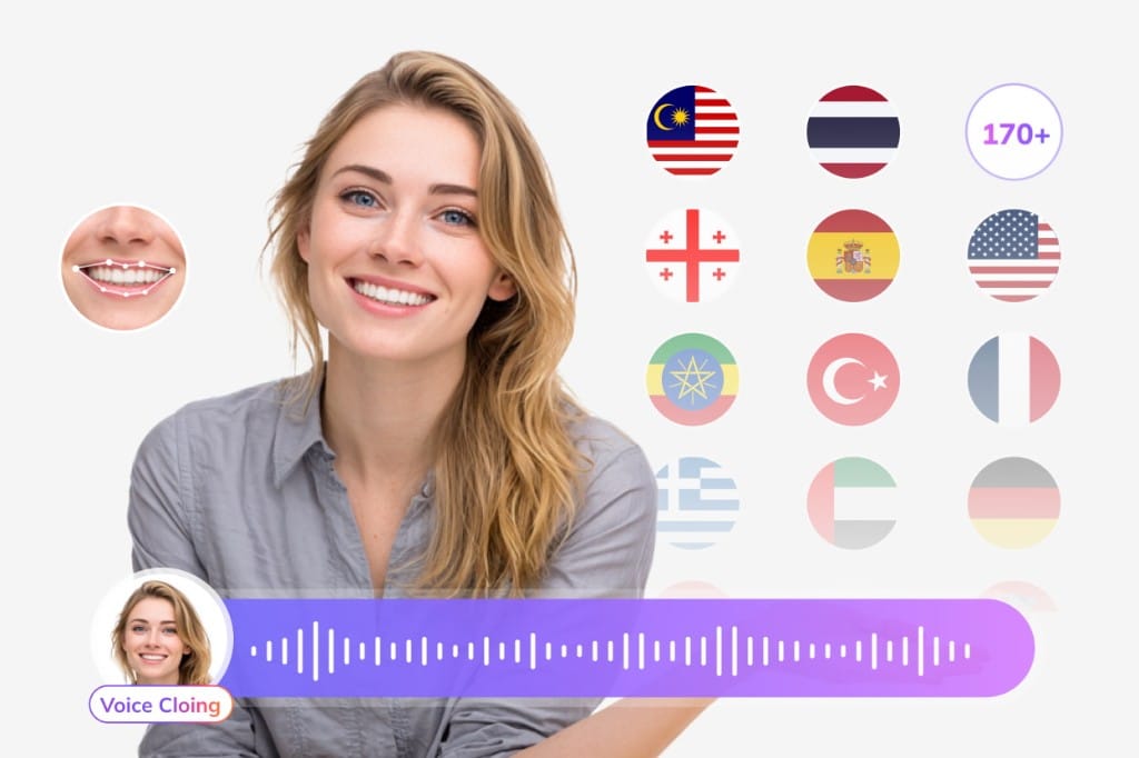 Dubbed video with lip-sync, voice cloning, and multi-language audio tracks