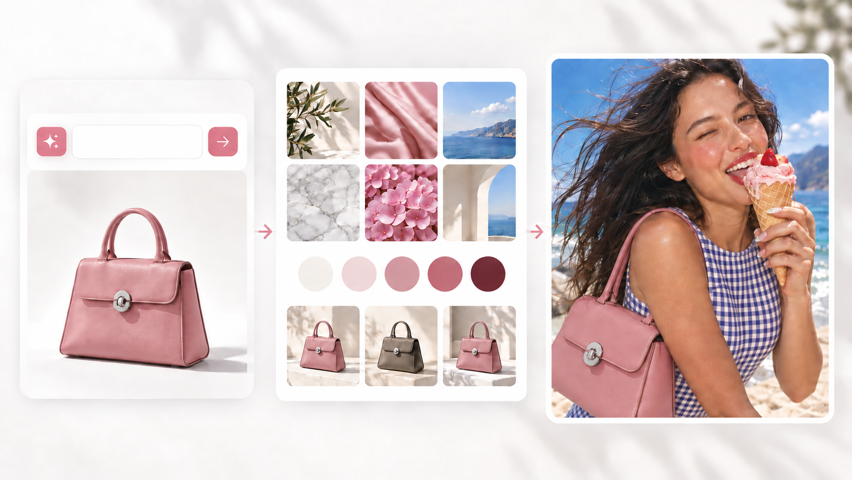A three-step tutorial from image idea to visual direction and finished product image