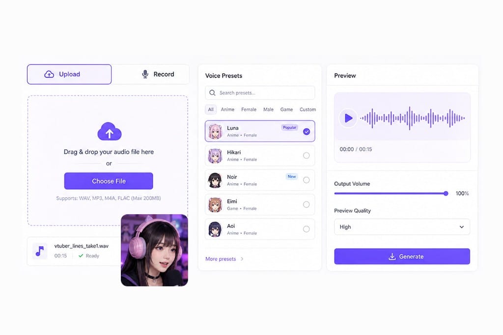 Anime girl voice changer Kawaii Idol Soft presets