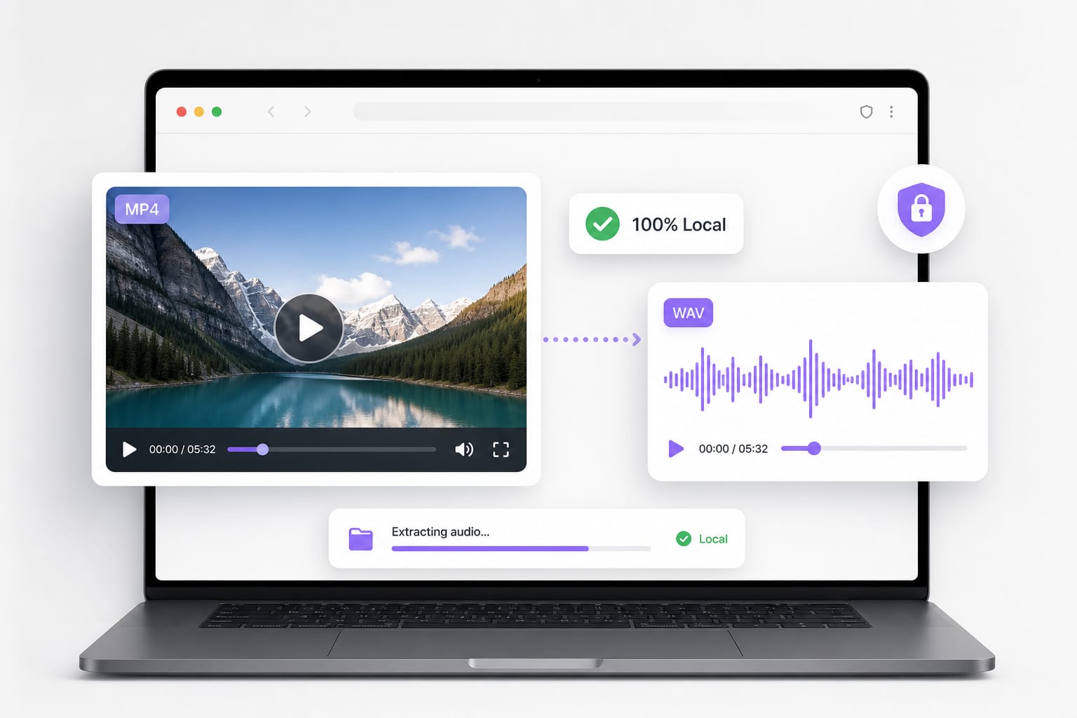 Audio extraction workflow with waveform preview