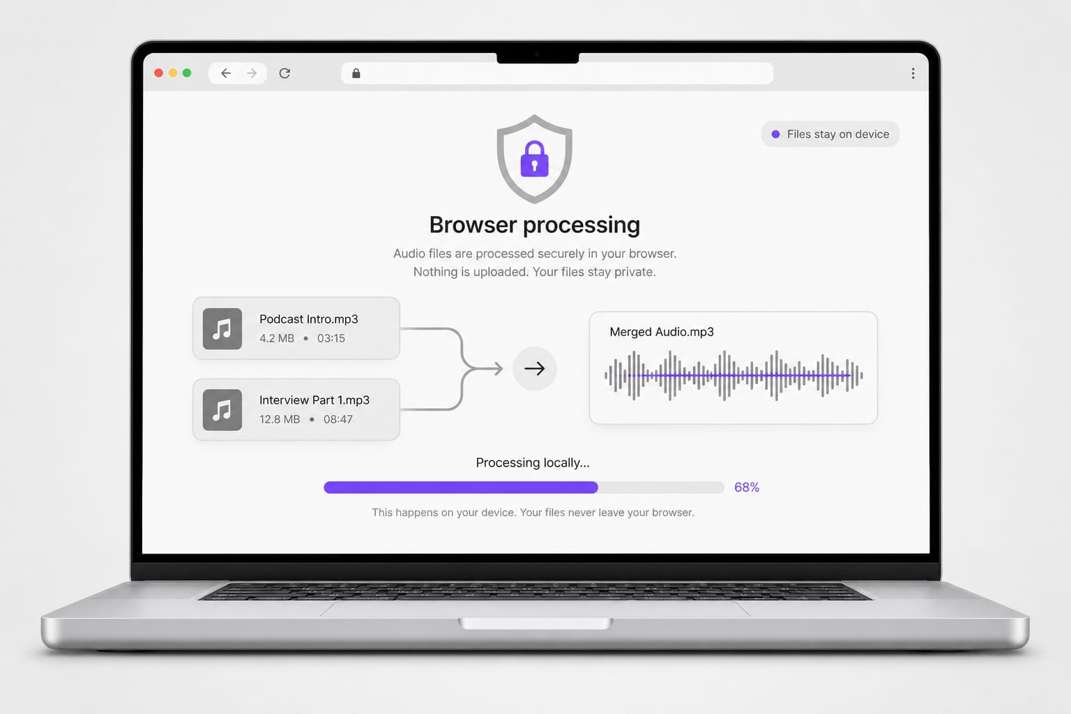Preview merged audio in the browser before download