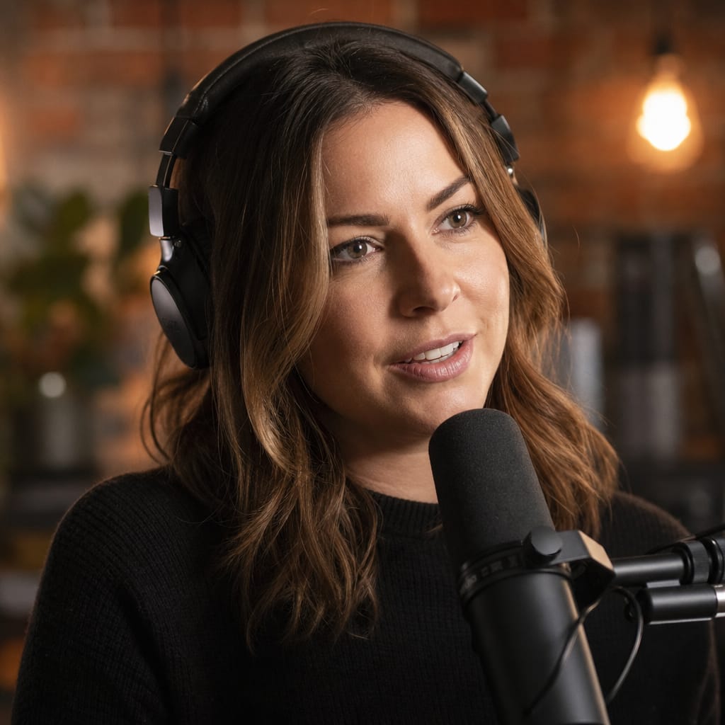 Podcast recording with background music