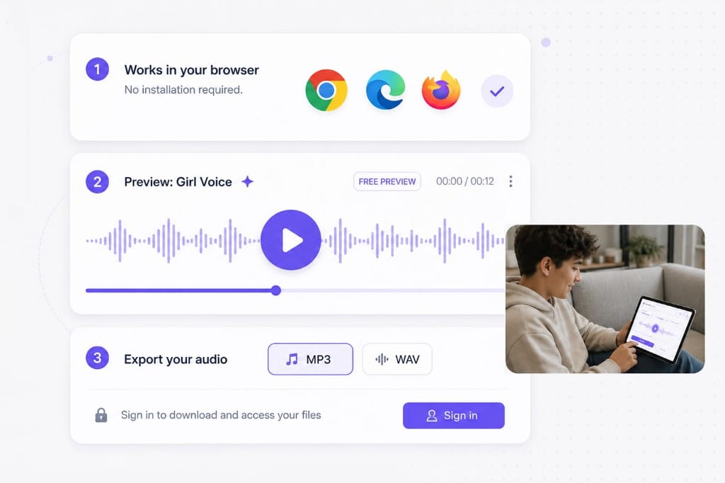Voice changer boy to girl Chromebook friendly workflow