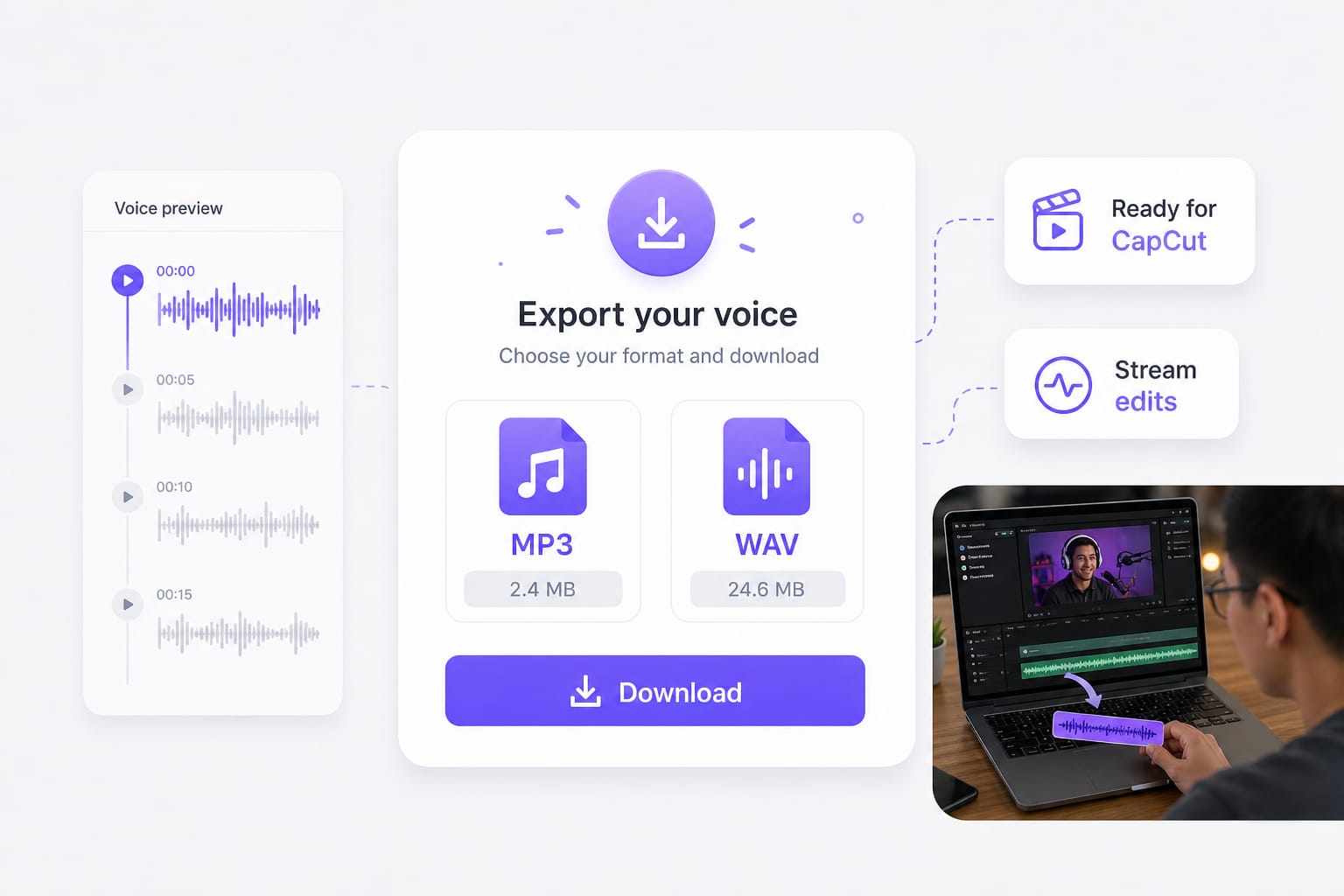 AI cartoon voice changer fast export workflow