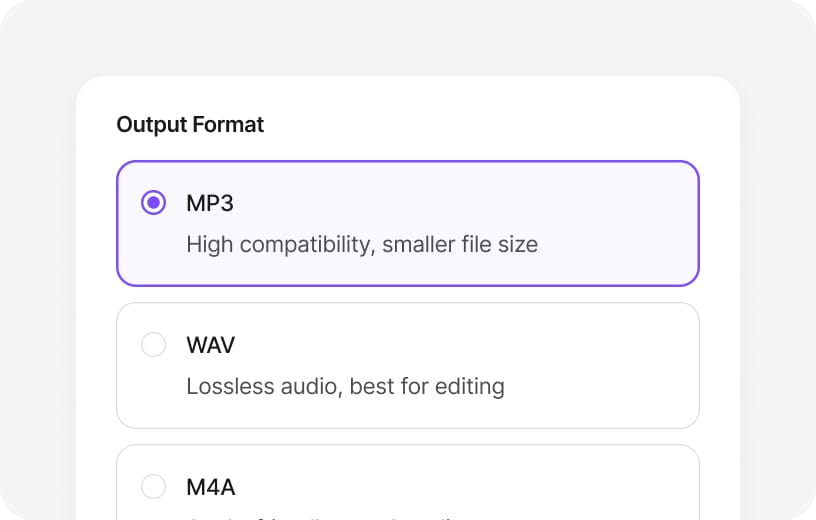 Choose MP3 or WAV output format illustration